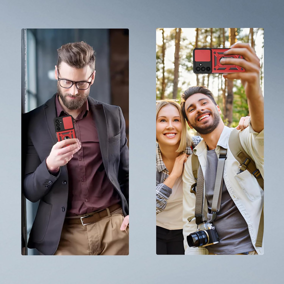 Armoured case for Samsung Galaxy A17 5G, with camera protection, with stand, red