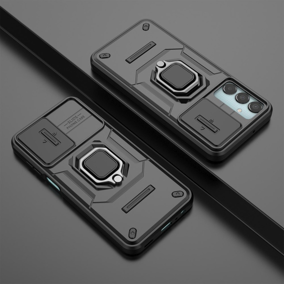 Case for Samsung Galaxy M15 5G, KickStand Camera Lens, black