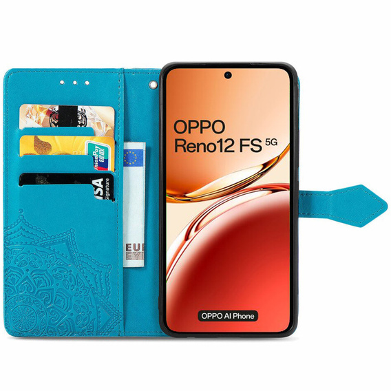 Flip case for Oppo Reno 12FS / 12F, Mandala, blue