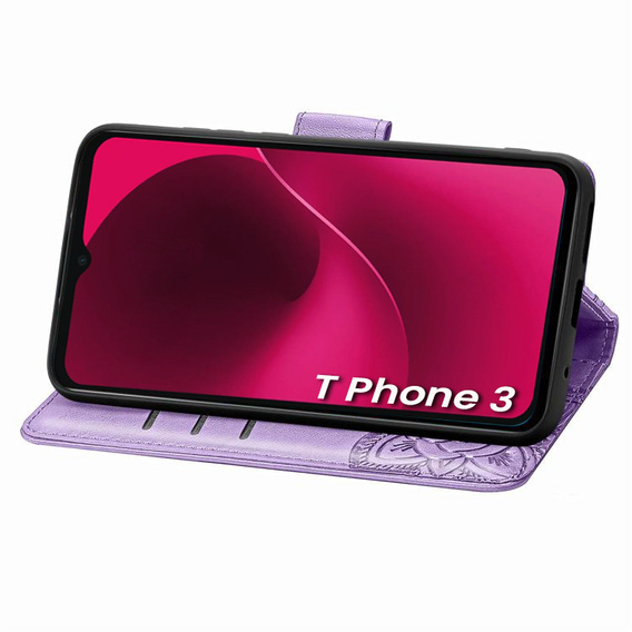 Flip case for T Phone 3 5G, Butterfly, purple