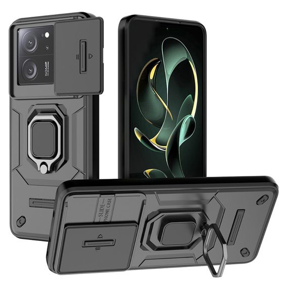 Case for Xiaomi 13T / 13T Pro, KickStand Camera Lens, black