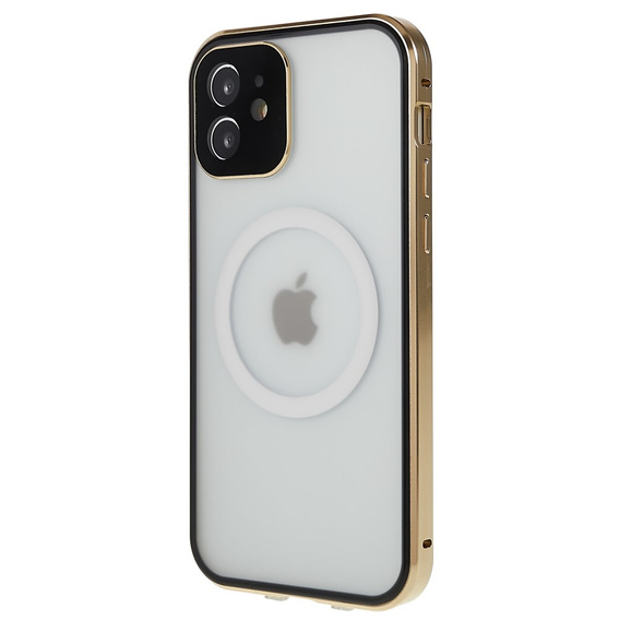 Magnetic Dual Glass MagSafe case for iPhone 12, gold