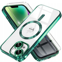 Case for iPhone 14, Electro MagSafe, green + Screen Glass