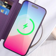 Flip case for iPhone 15 Pro, RFID Wallet MagSafe CamShield, purple