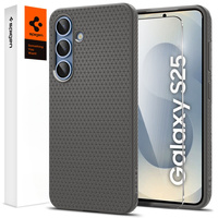 Spigen case for Samsung Galaxy S25, Liquid Air, black + 9H Tempered Glass