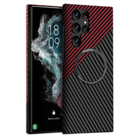 Case for Samsung Galaxy S22 Ultra, Magsafe Slim Carbon, black / red