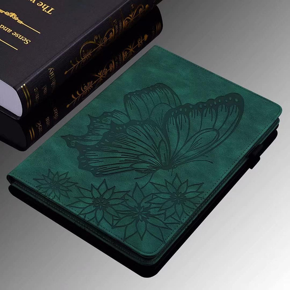 Case for Lenovo Tab M9, Wallet Pen Slot, butterflies, brown