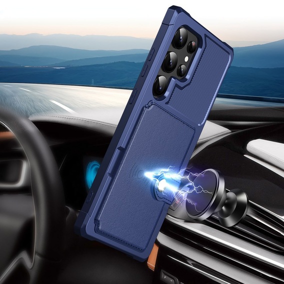 Case for Samsung Galaxy S24 Ultra Card Holder Kickstand, Card Holder Kickstand, blue