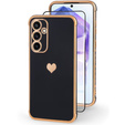 Case for Samsung Galaxy A55 5G, Electro heart, black + Full Glue Ceramic Glass