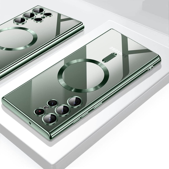 Case for Samsung Galaxy S24 Ultra, Electro MagSafe, green + Full Glue Ceramic Glass