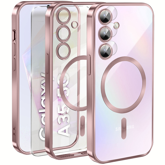 Case for Samsung Galaxy A35 5G, Electro MagSafe, pink + Screen Glass