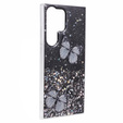 Case for Samsung Galaxy S24 Ultra, Glitter Butterfly, black