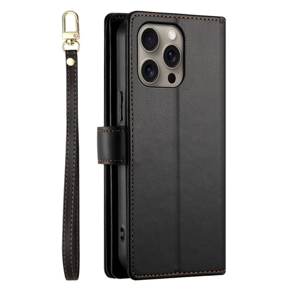 Flip case for iPhone 16 Pro Max, Wallet Zipper Pocket, black