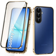 Case for Samsung Galaxy A17 5G, Magnetic Dual Glass, transparent with gold sides