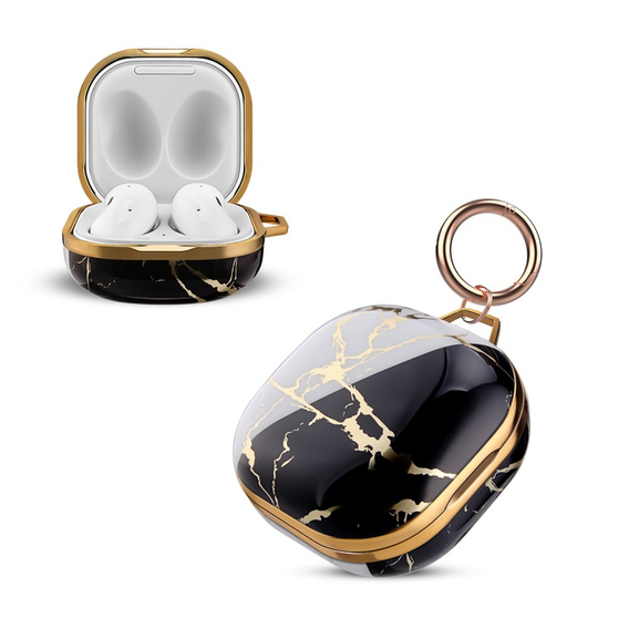 Case for Samsung Galaxy Buds 2 / 2 Pro / Pro / Live, black / white marble