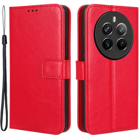 Flip case for Realme 12 Pro 5G / 12 Pro+ 5G, Crazy Horse Wallet, red