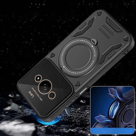 Armored Case for Xiaomi Redmi A3, Magnetic Ring, black