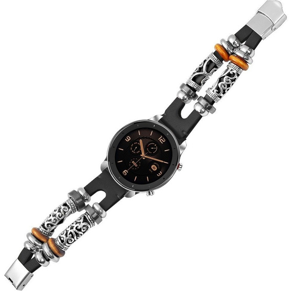 Retro Leather Strap 22mm for Samsung Galaxy Watch 46mm - Black