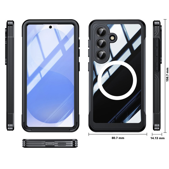 Shockproof case with glass, for MagSafe for Samsung Galaxy S26, black