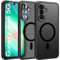 Case for Samsung Galaxy A26, for MagSafe, ERBORD Matt Case, black + Screen Glass