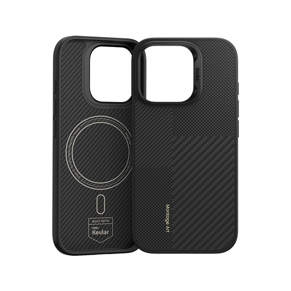 BENKS Kevlar Case for iPhone 16 Pro, for MagSafe, Carbon Fiber, black
