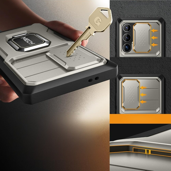 Case for Samsung Galaxy S24, Tongate MECH ring holder stand, TiGrey