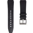 22mm Genuine Leather Coated Silicone Watch Band - Black