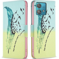 Flip case for Motorola Edge 40 Neo, Wallet, feather, blue