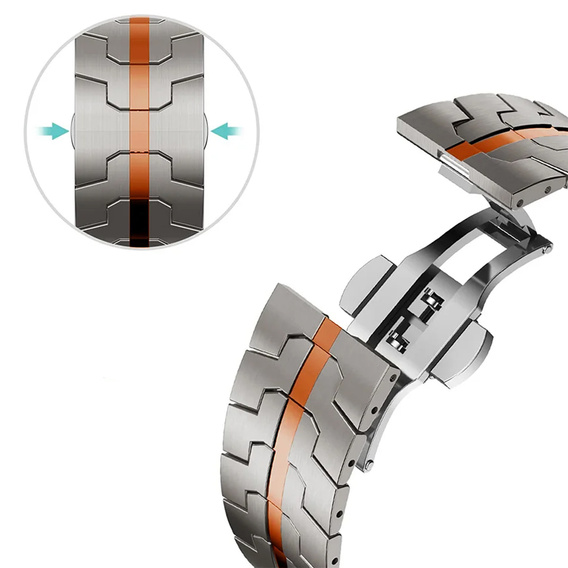 Stainless segments bracelet for Apple Watch 7/6/5/4/SE/3/2/1 45/44/42mm, Silver