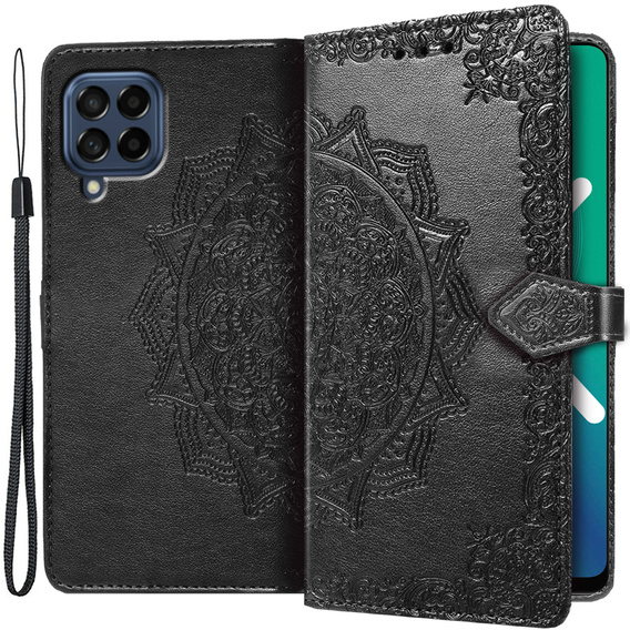 Flip case for Samsung Galaxy M53 5G, Mandala, black