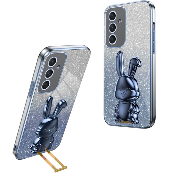 Case for Samsung Galaxy A54 5G, Glitter Rabbit, with slide-out stand, blue
