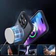 Case for iPhone 15 Pro Max, for MagSafe, ERBORD Matt Case, black + Screen Glass