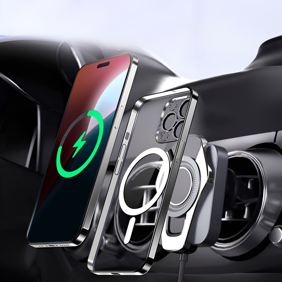 Case for iPhone 12 Pro, Electro MagSafe, silver + Screen Glass