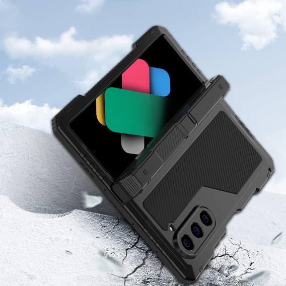 Armored case for Samsung Galaxy Z Fold6 5G, aluminum, with stand and stylus slot, black