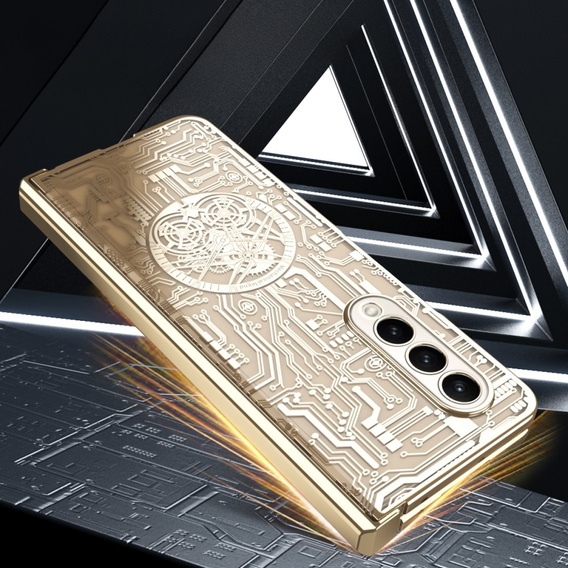 Case for Samsung Galaxy Z Fold 4 5G, Mechanical Legend, gold