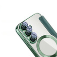Flip case for Samsung Galaxy S25, RFID Wallet MagSafe CamShield, green