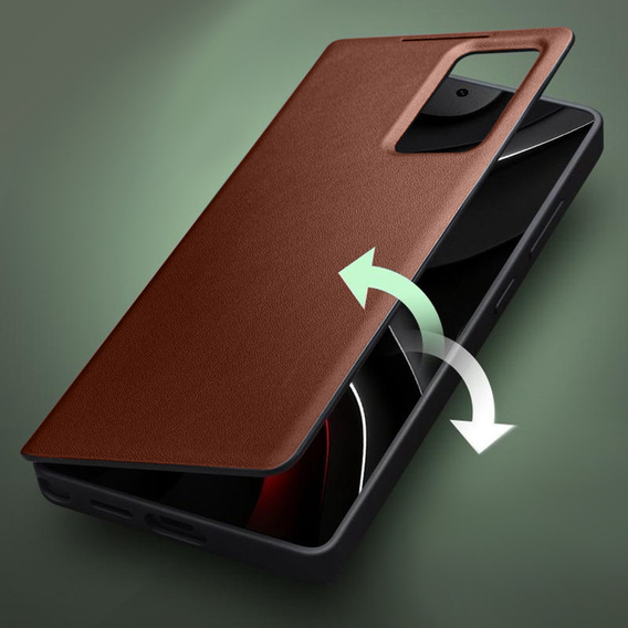 Qialino View Window leather flip case for Samsung Galaxy S26 Ultra, brown