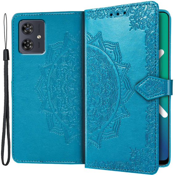 Flip case for Motorola Moto G54 5G, Mandala, blue