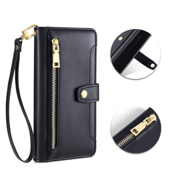 Flip case for Infinix Note 40 Pro, Wallet Zipper Pocket, black