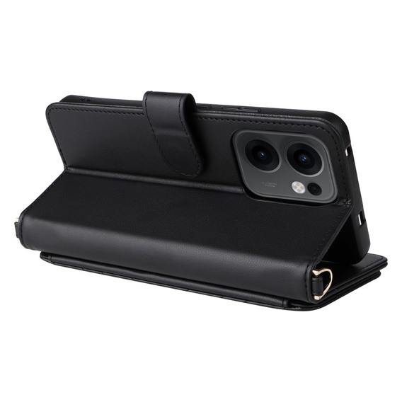 Crossbody Leather Wallet flip case for Oppo Reno 13F 5G, black