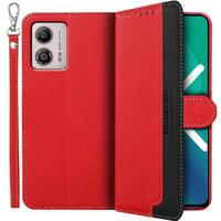 Flip case for Motorola Moto G53 / G23 / G13, KHAZNEH RFID, Dual Color, red