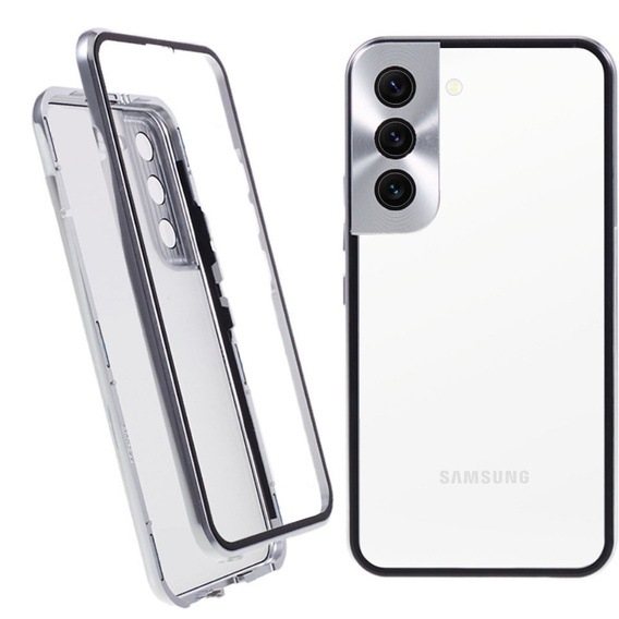 Case for Samsung Galaxy S22, Magnetic Dual Glass, silver