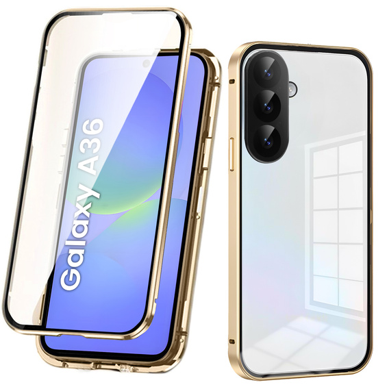 Case for Samsung Galaxy A36, Magnetic Dual Glass, gold