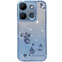Case for Infinix Smart 7 4G, Glitter Flower, blue