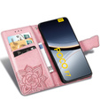 Flip case for Xiaomi Poco F7, Butterfly, pink rose gold