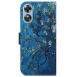 Flip case for Oppo A17, Wallet flowers, blue