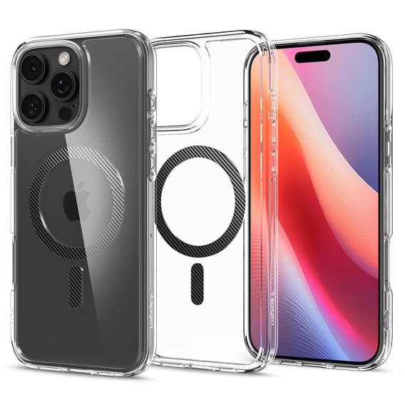 Spigen MagSafe Case for iPhone 16 Pro Max, Ultra Hybrid, transparent + 9H Tempered Glass