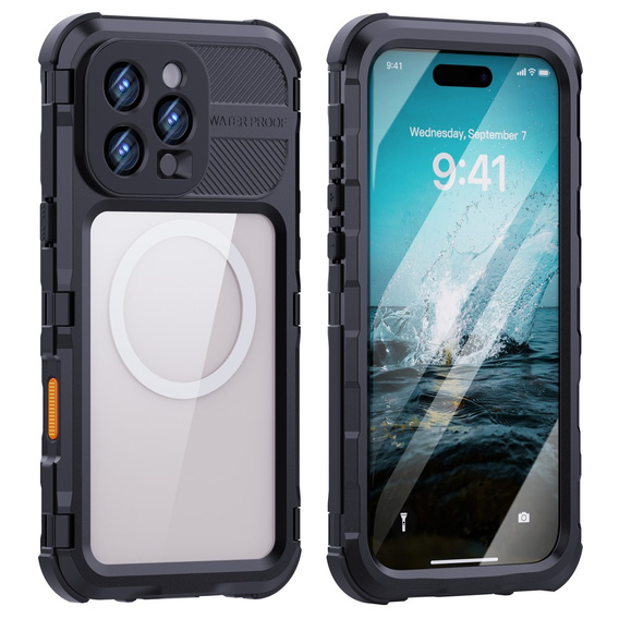IP68 Waterproof Case for iPhone 16 Pro Max, SHELLBOX MagSafe, black