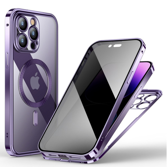 Case for iPhone 14 Pro, Privacy Dual Glass, for MagSafe, purple