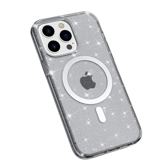 Case for iPhone 14 Pro, Dropproof MagSafe Glitter, black